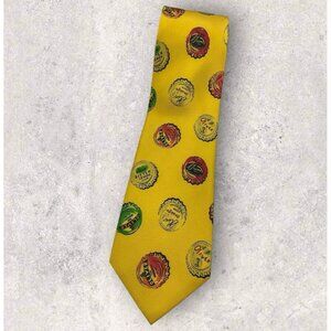 NEW OLIVER By VALENTINO Silk Tie ITALY Yellow Soda Caps W:3.7"